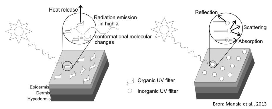 UV-bescherming chemische (organische) en minerale (anorganische) zonnefilters