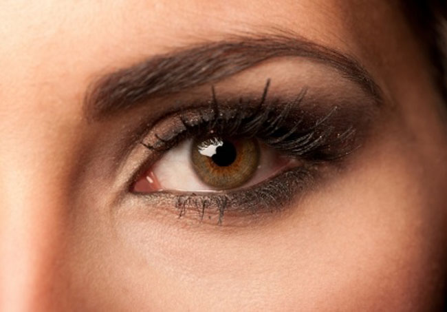 Bruine mascara oog