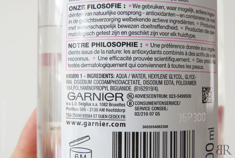 Garnier Micellair Reinigingswater Gevoelige Huid ingrediënten