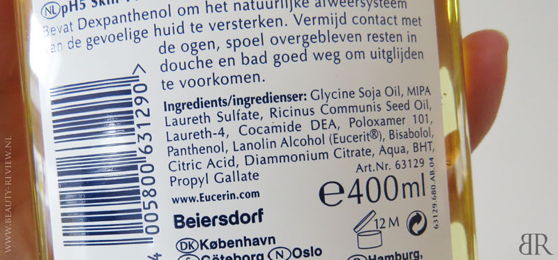 Eucerin pH5 Skin Protection Shower Oil Ongeparfumeerd ingredient